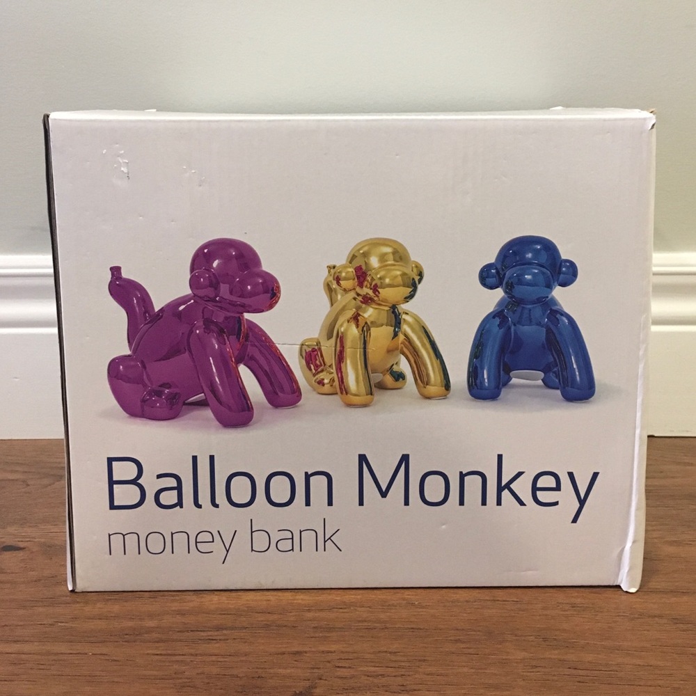 Gold Balloon Monkey money bank
